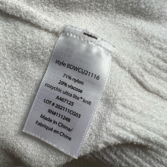 Barefoot Dreams Cozy Chic Ultra Lite Dockside Pullover Long Sleeve White Top - Picture 4 of 5